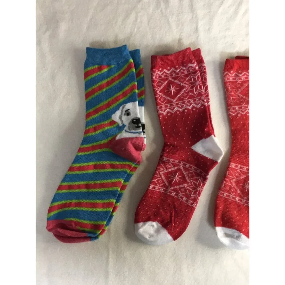 New Womens Bundle of 4 Dog Lovers & Christmas Crew Socks 5-9  B6